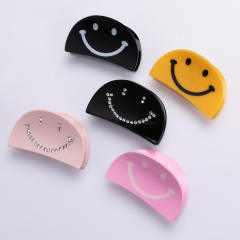 Sweet rhinestone smile face hair claw clips