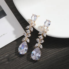 925 needle drop crystal diamond earrings