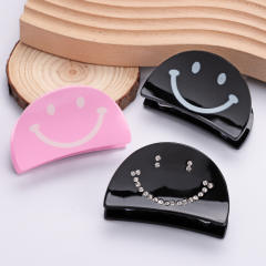 Sweet rhinestone smile face hair claw clips