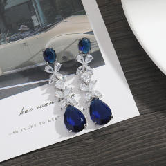 925 needle drop crystal diamond earrings