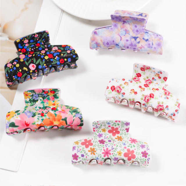 Korean fashion spring floral hair claw clips 8.5cm