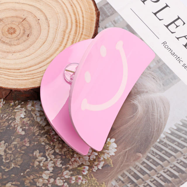 Sweet rhinestone smile face hair claw clips