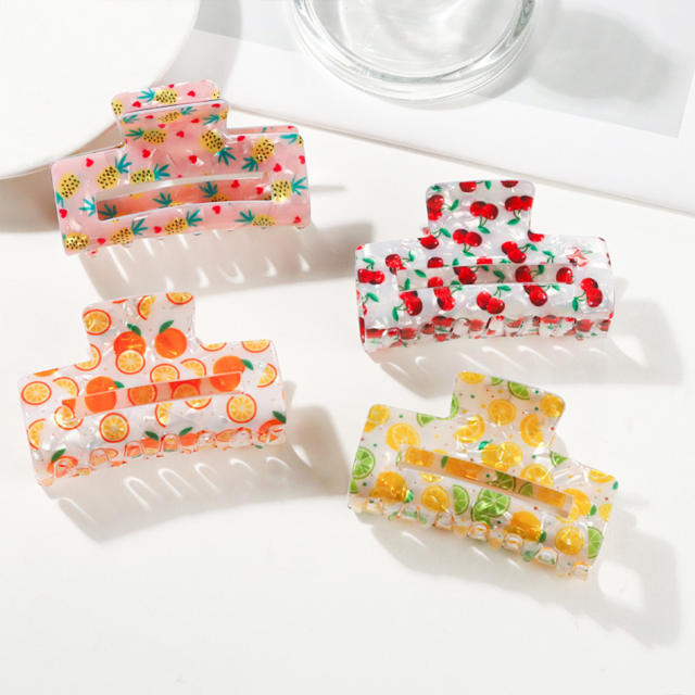 Korean Style Hair Claw Clip Fruit Pattern Spring Women's Handmade PVC Hair clips