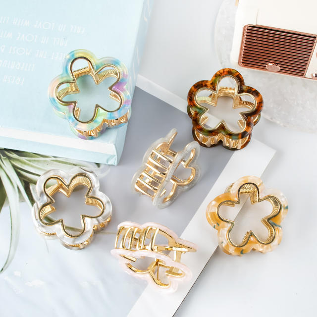 4cm small flower hollow out hair claw clips