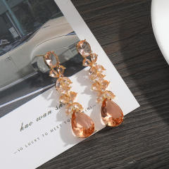 925 needle drop crystal diamond earrings