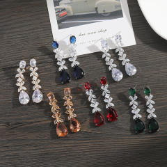 925 needle drop crystal diamond earrings