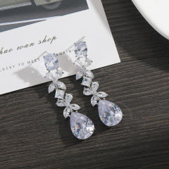 925 needle drop crystal diamond earrings