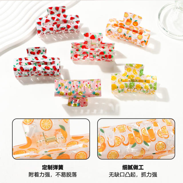 Korean Style Hair Claw Clip Fruit Pattern Spring Women's Handmade PVC Hair clips
