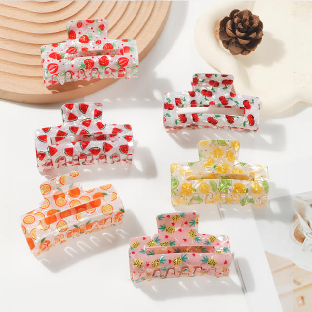 Korean Style Hair Claw Clip Fruit Pattern Spring Women's Handmade PVC Hair clips