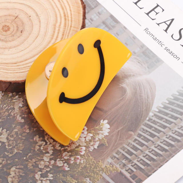 Sweet rhinestone smile face hair claw clips