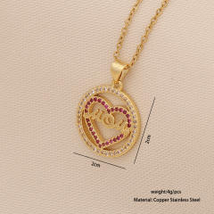 Letter mom Heart-shaped Light Luxury pendant stainless steel chain necklace