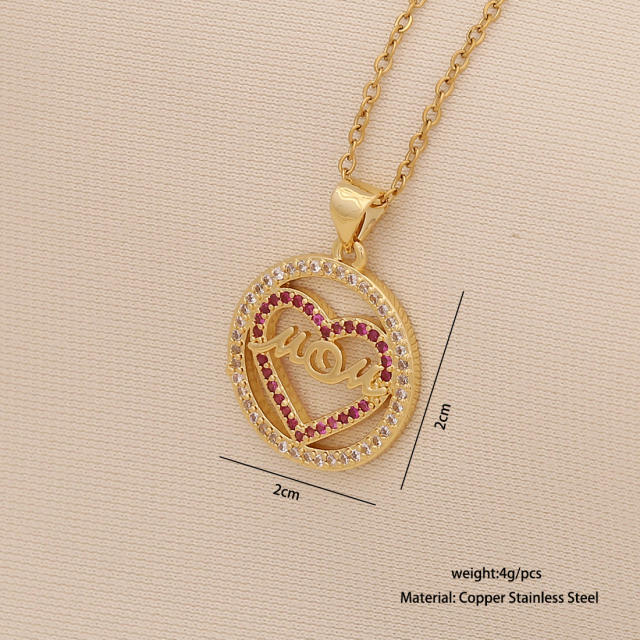 Letter mom Heart-shaped Light Luxury pendant stainless steel chain necklace