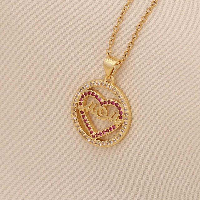 Letter mom Heart-shaped Light Luxury pendant stainless steel chain necklace