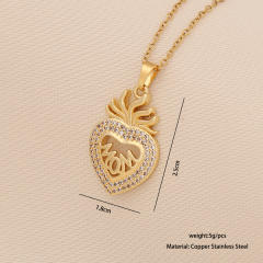 Letter mom Heart-shaped Light Luxury pendant stainless steel chain necklace