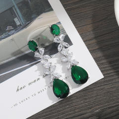 925 needle drop crystal diamond earrings