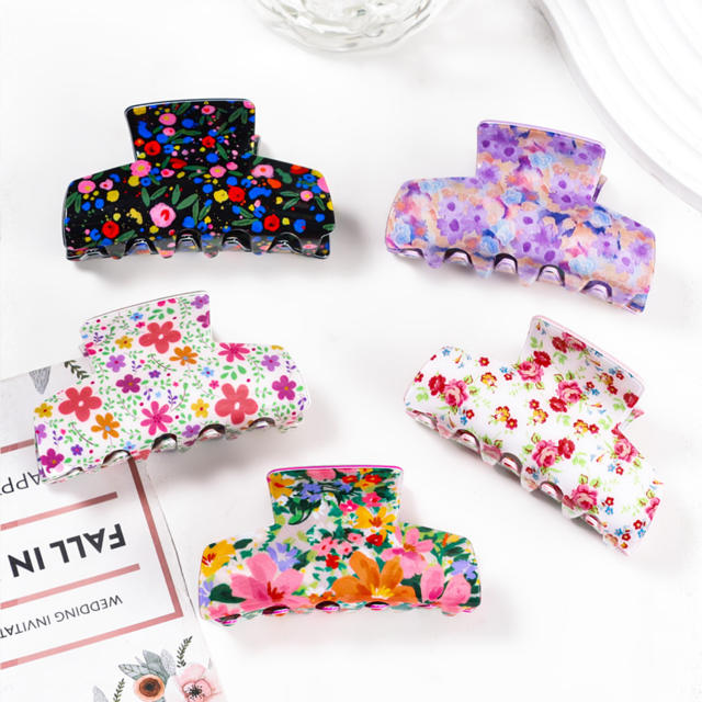 Korean fashion spring floral hair claw clips 8.5cm