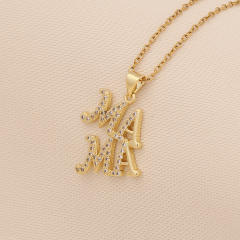 Letter mom Heart-shaped Light Luxury pendant stainless steel chain necklace