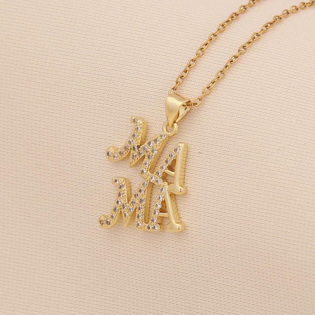 Letter mom Heart-shaped Light Luxury pendant stainless steel chain necklace
