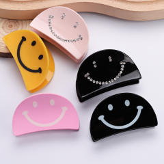 Sweet rhinestone smile face hair claw clips