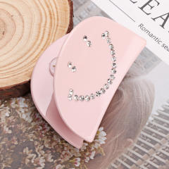 Sweet rhinestone smile face hair claw clips