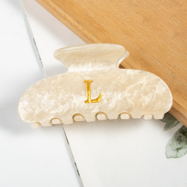 Gold Acrylic Letter Hair Accessories Creative Hair Clips initial letter hair claw clips