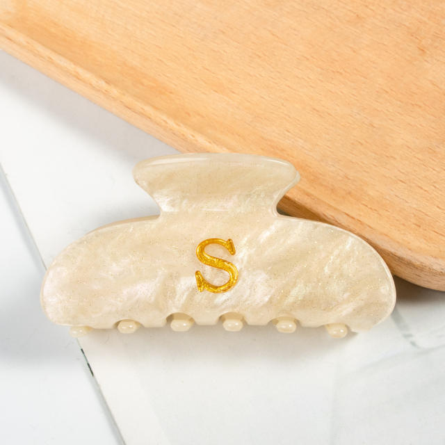Gold Acrylic Letter Hair Accessories Creative Hair Clips initial letter hair claw clips