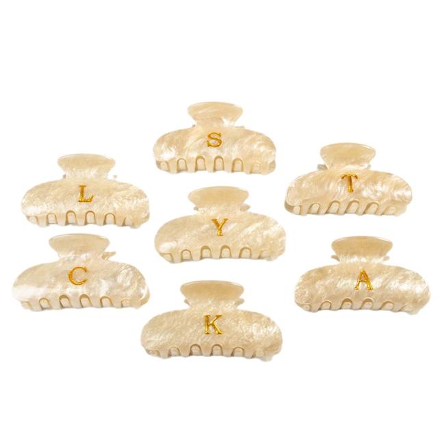 Gold Acrylic Letter Hair Accessories Creative Hair Clips initial letter hair claw clips