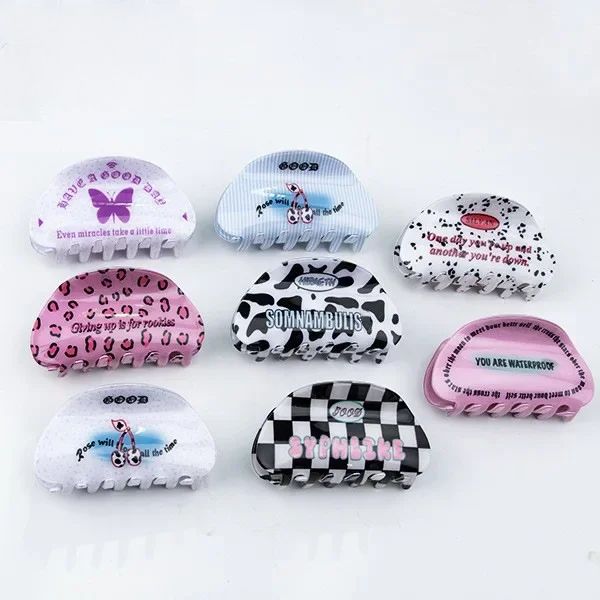8.5cm Hair Grips Floral Print Hair Clips