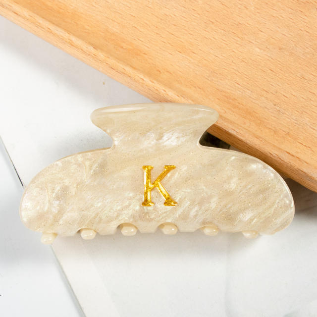 Gold Acrylic Letter Hair Accessories Creative Hair Clips initial letter hair claw clips
