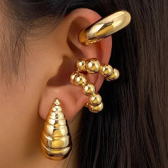 Vintage drop-shaped earrings set creative spherical ear cuff earring set