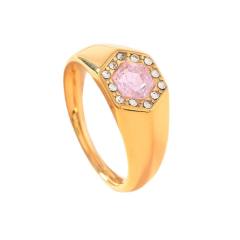 Simple stainless steel ring hexagonal inlaid diamond rings
