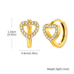 White zircon golden earrings stainless steel huggie earrings