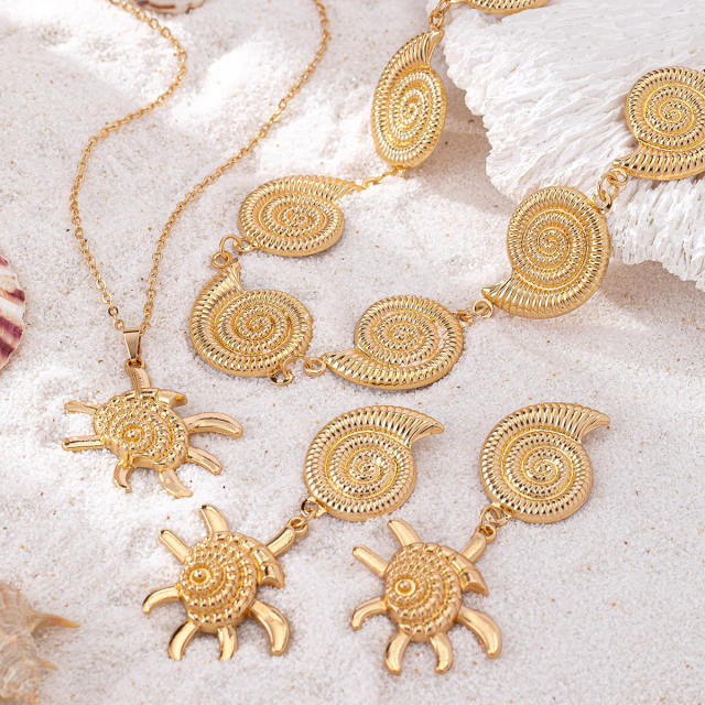 Holiday ocean series starfish turtle conch alloy necklace set