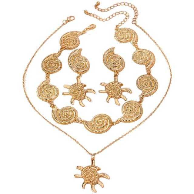 Holiday ocean series starfish turtle conch alloy necklace set