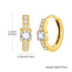 White zircon golden earrings stainless steel huggie earrings