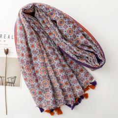 Boho purple color geometric pattern fashion scarf