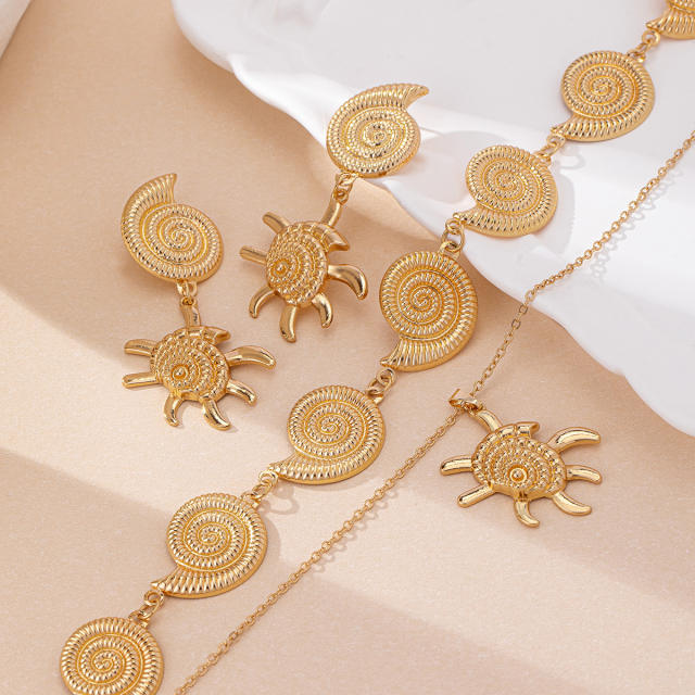 Holiday ocean series starfish turtle conch alloy necklace set
