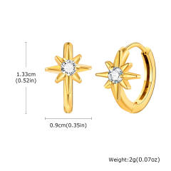 White zircon golden earrings stainless steel huggie earrings