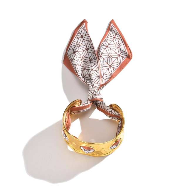 Personality silk scarf hollow bangle stainless steel bangle bracelet