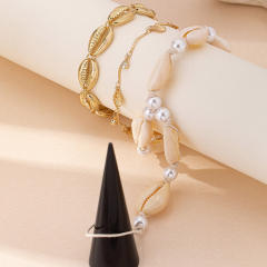 Boho ocean series shell design layer anklet