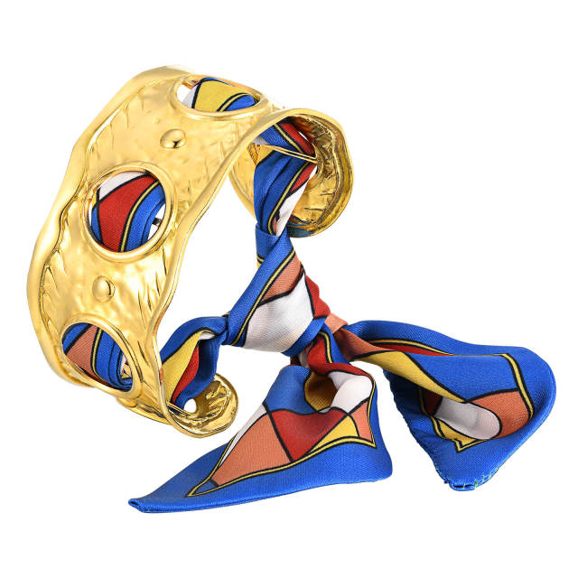 Personality silk scarf hollow bangle stainless steel bangle bracelet