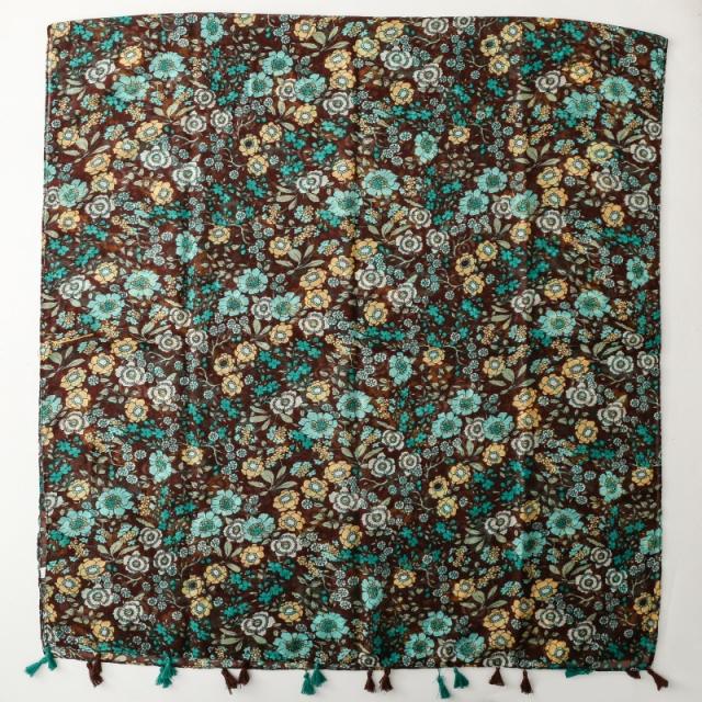 Boho dark green color floral fashion scarf