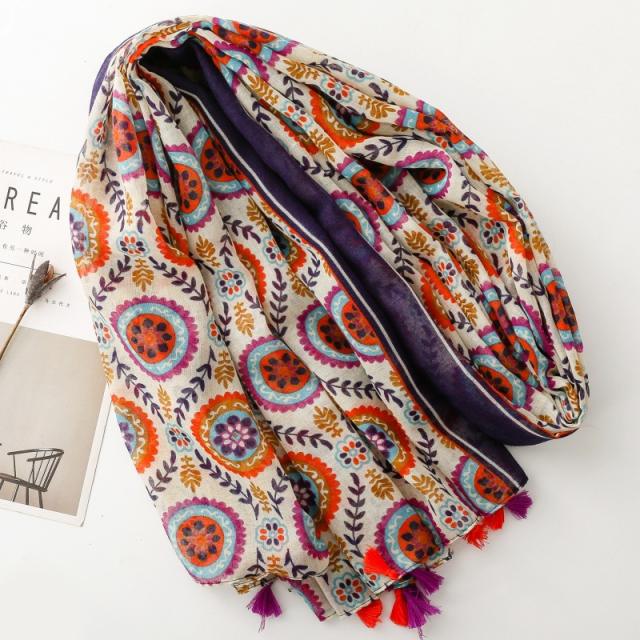 Boho vintage pattern floral fashion scarf