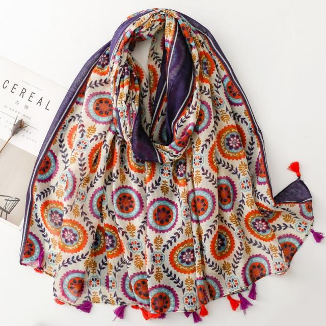 Boho vintage pattern floral fashion scarf