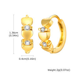 White zircon golden earrings stainless steel huggie earrings