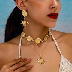 Holiday ocean series starfish turtle conch alloy necklace set