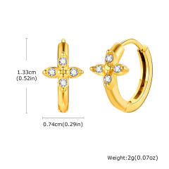 White zircon golden earrings stainless steel huggie earrings