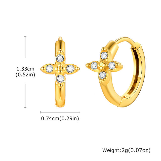 White zircon golden earrings stainless steel huggie earrings