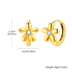 White zircon golden earrings stainless steel huggie earrings