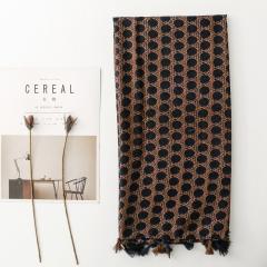 Boho dark brown color polka dots pattern scarf